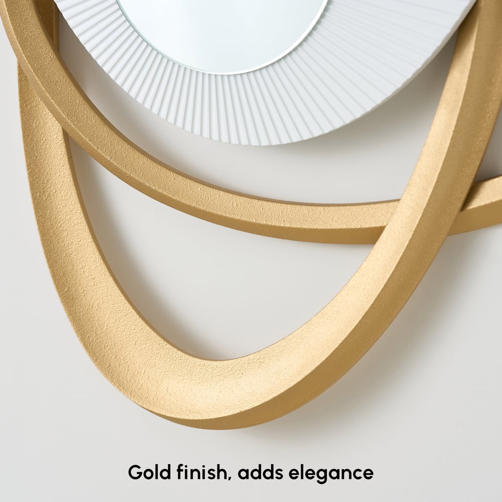 Tenture murale Art Déco avec miroir, 900 mm, blanc et doré, design éclatant image de fenêtre