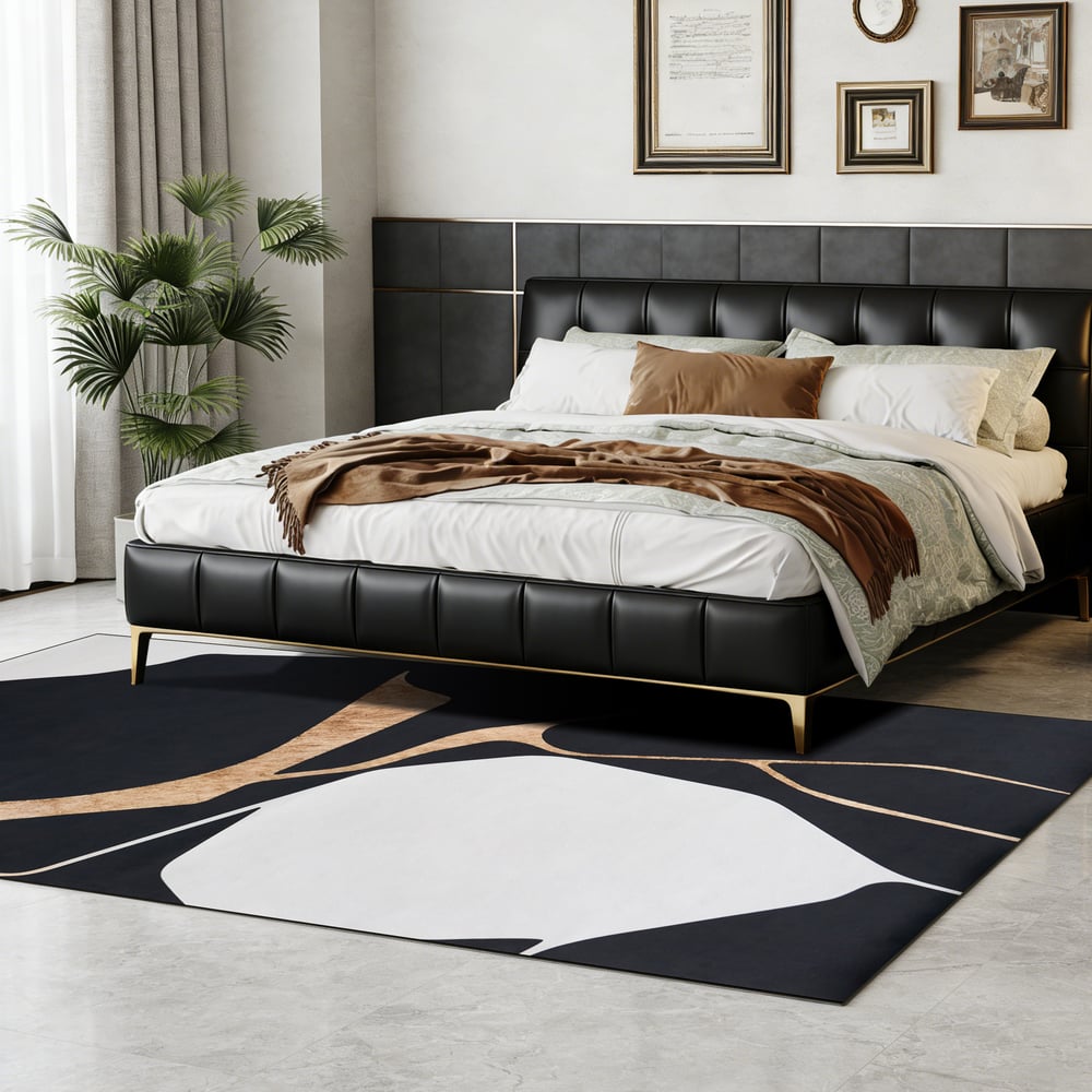 Alfombra abstracta moderna para sala de estar, 1500 mm x 2400 mm, antideslizante y lavable a máquina imagen de ventana