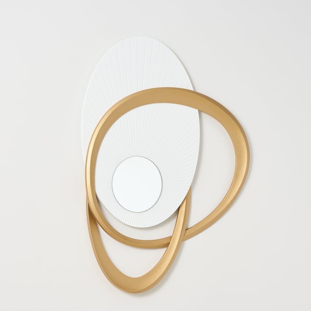 Tenture murale Art Déco avec miroir, 900 mm, blanc et doré, design éclatant image de fenêtre