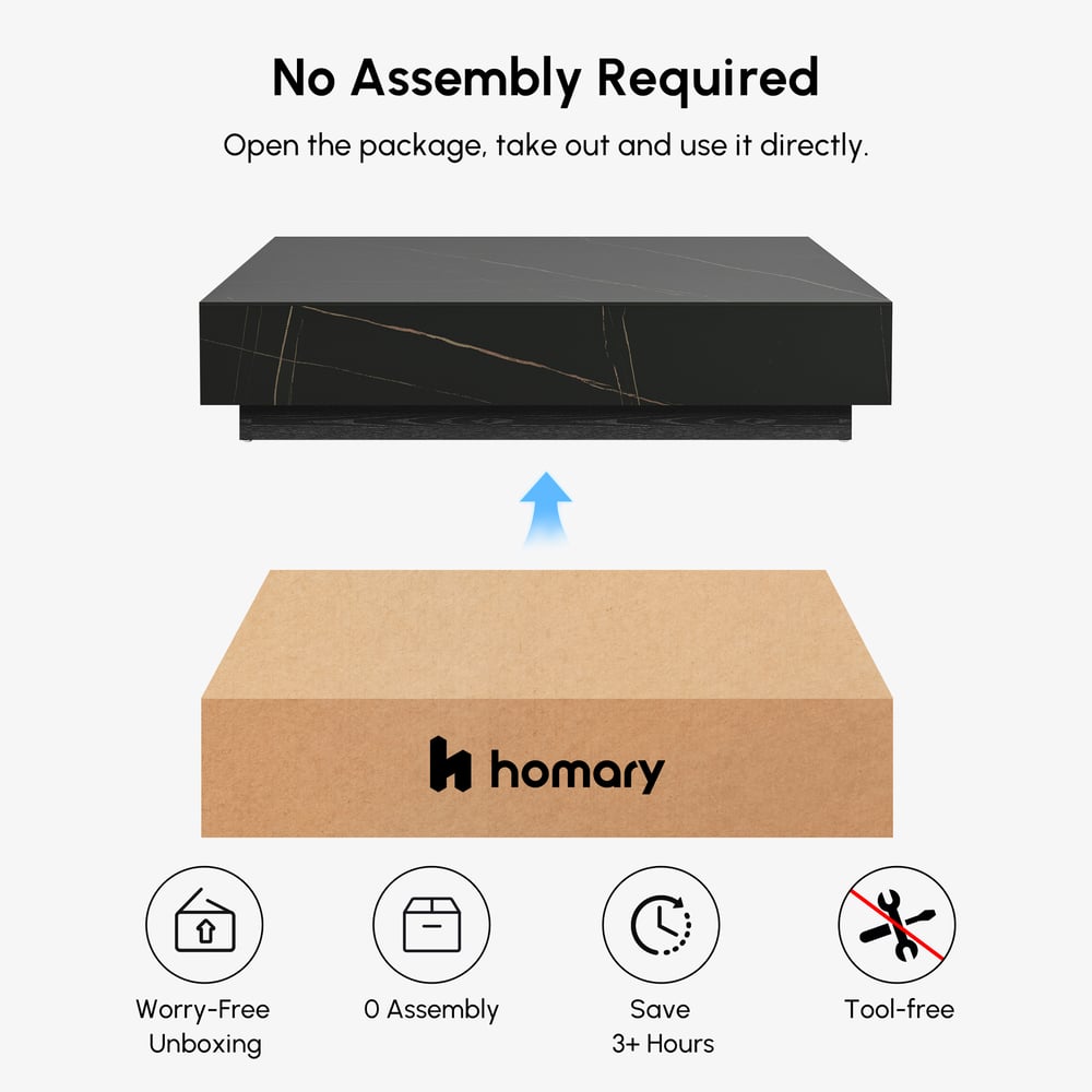 1000mm Square Sintered Stone Block Coffee Table With Wood Base window image