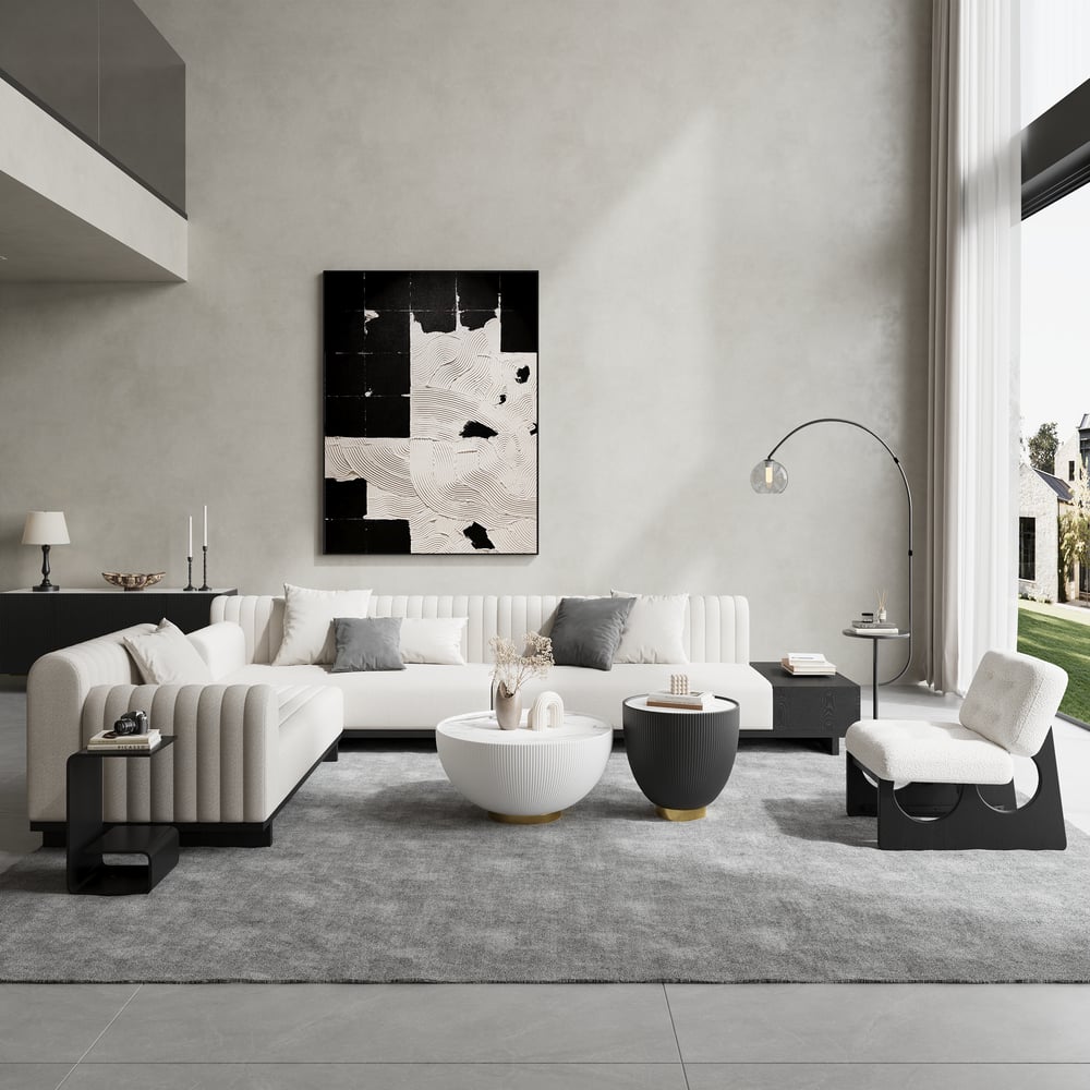 Conjunto de mesa de café com tambor redondo de couro de pedra sinterizada (20"-28") Imagem da janela