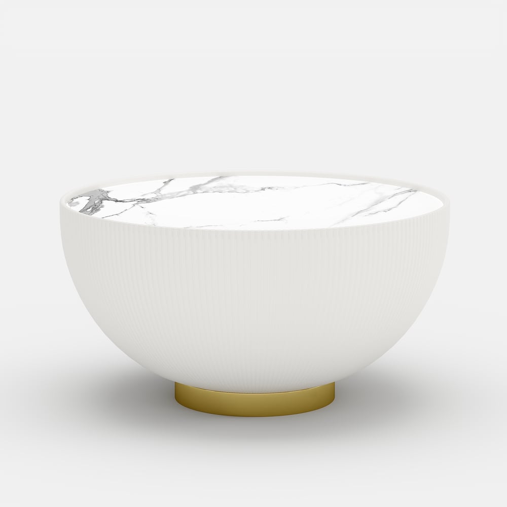 Conjunto de mesa de café com tambor redondo de couro de pedra sinterizada (20"-28") Imagem da janela