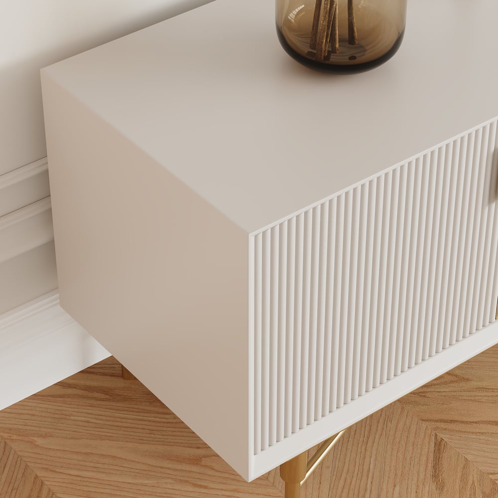 Modern Off White TV Stand for 2159mm TVs with 4 Drawers & Doors MDF window image