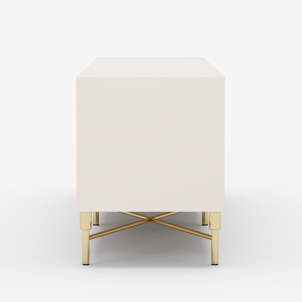 Modern Off White TV Stand for 2159mm TVs with 4 Drawers & Doors MDF window image