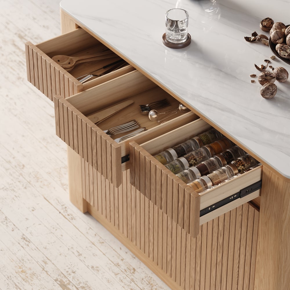 51" Sintered Stone Top Solid Wood Kitchen Island with Storage window image