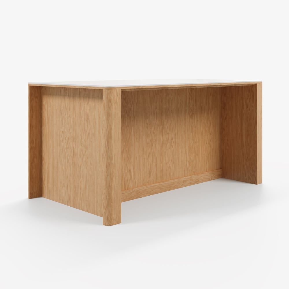 Ilha de cozinha de madeira maciça com tampo de pedra sinterizada de 72" com armazenamento Imagem da janela