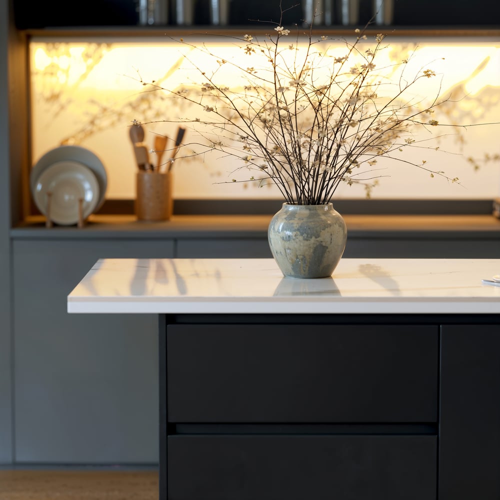 72" Sintered Stone Top Kitchen Island with Storage White & Black window image