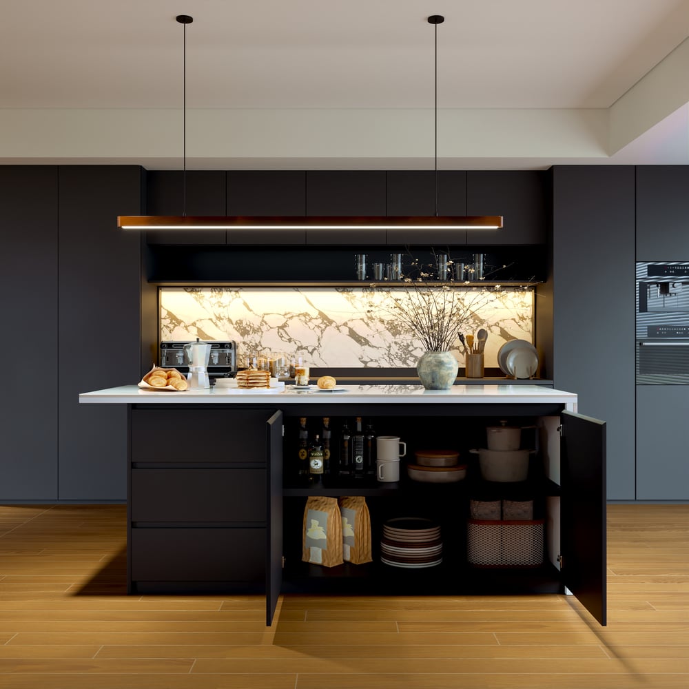 72" Sintered Stone Top Kitchen Island with Storage White & Black window image