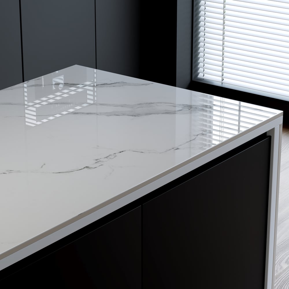 72" Sintered Stone Top Kitchen Island with Storage White & Black window image