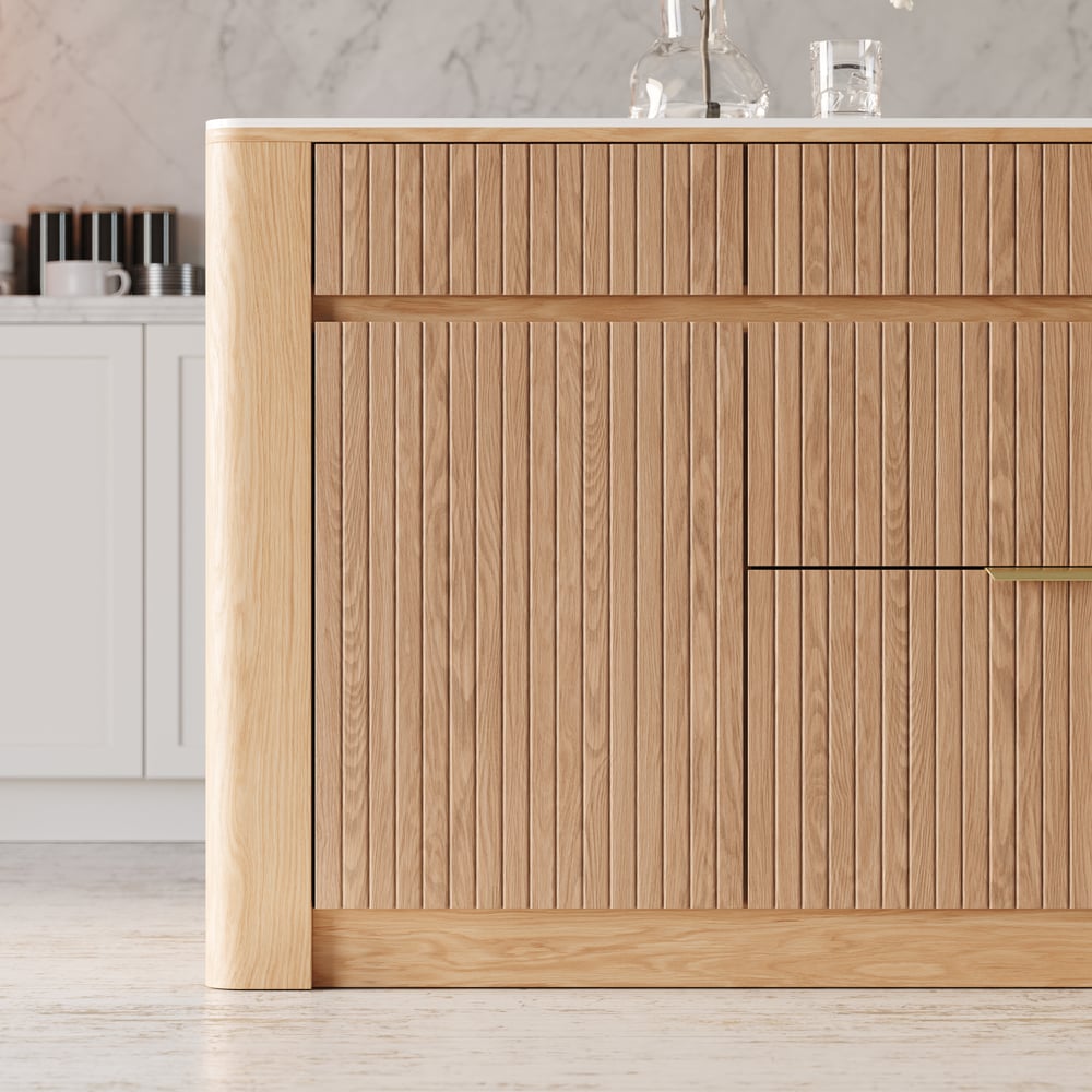 51" Sintered Stone Top Solid Wood Kitchen Island with Storage window image