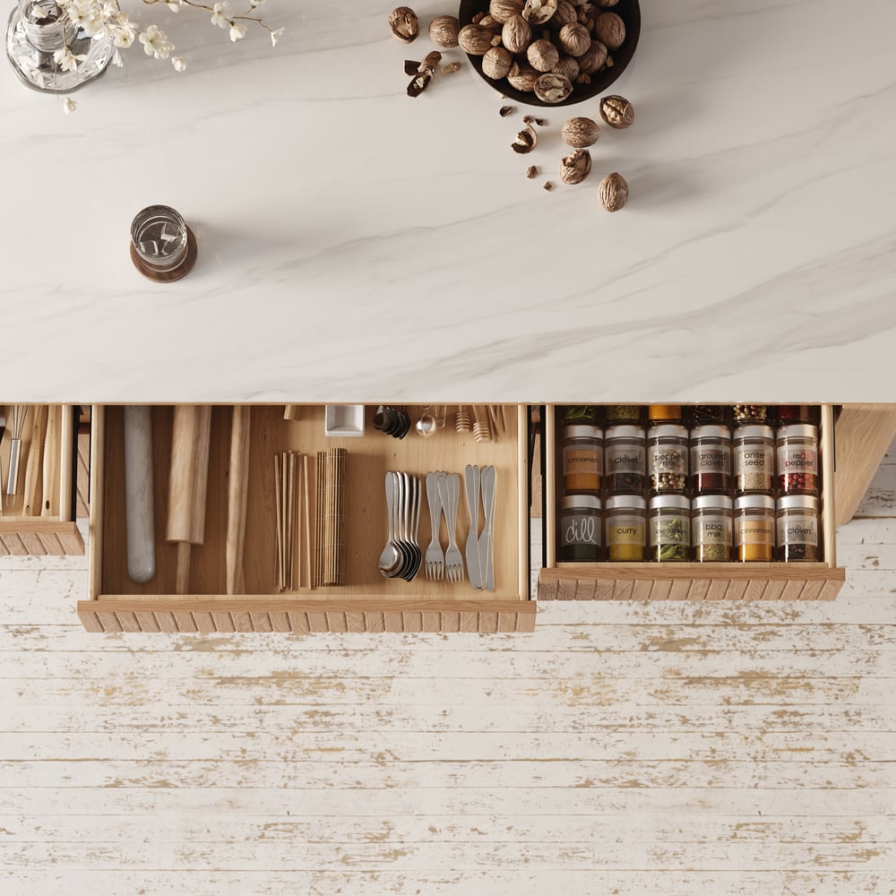 Ilha de cozinha de madeira maciça com tampo de pedra sinterizada de 72" com armazenamento Imagem da janela