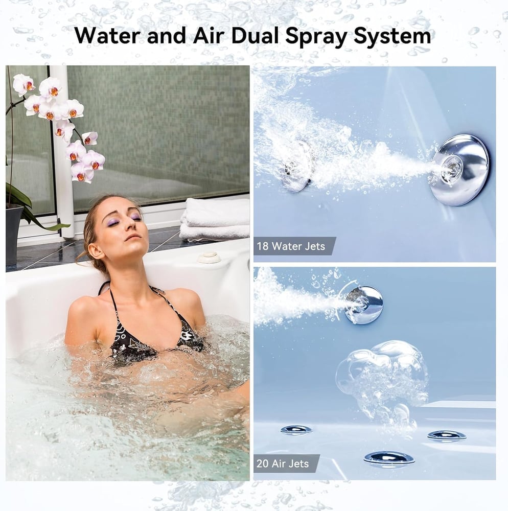 71" Double Jacuzzi Bathtub with Temperature Control 118-Gallon Capacity window image