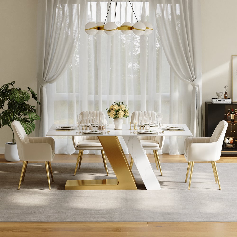 Luxotic 1800mm Rectangle Modern Sintered Stone Top Dining Table for 6 Stainless Steel window image