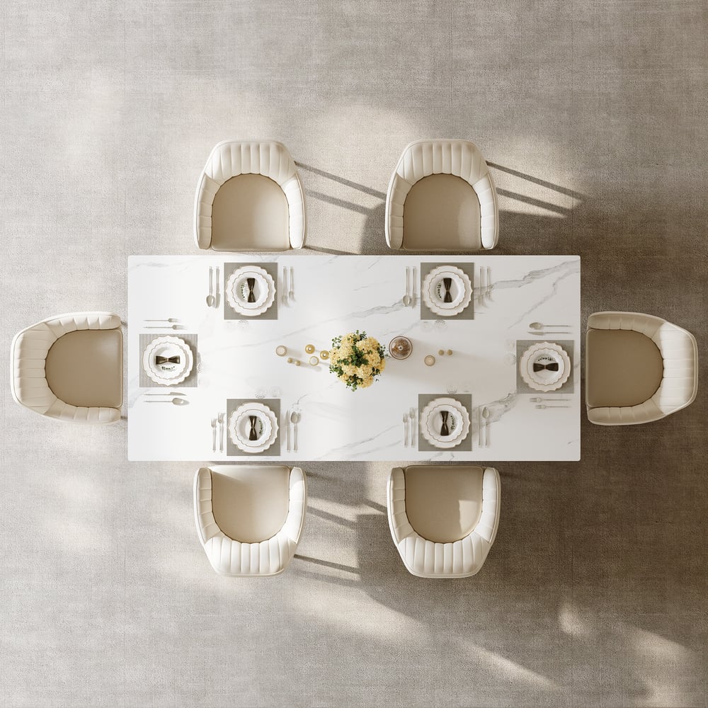 Luxotic Modern 2000mm White Dining Table for 8 Rectangle Sintered Stone Stainless Steel window image