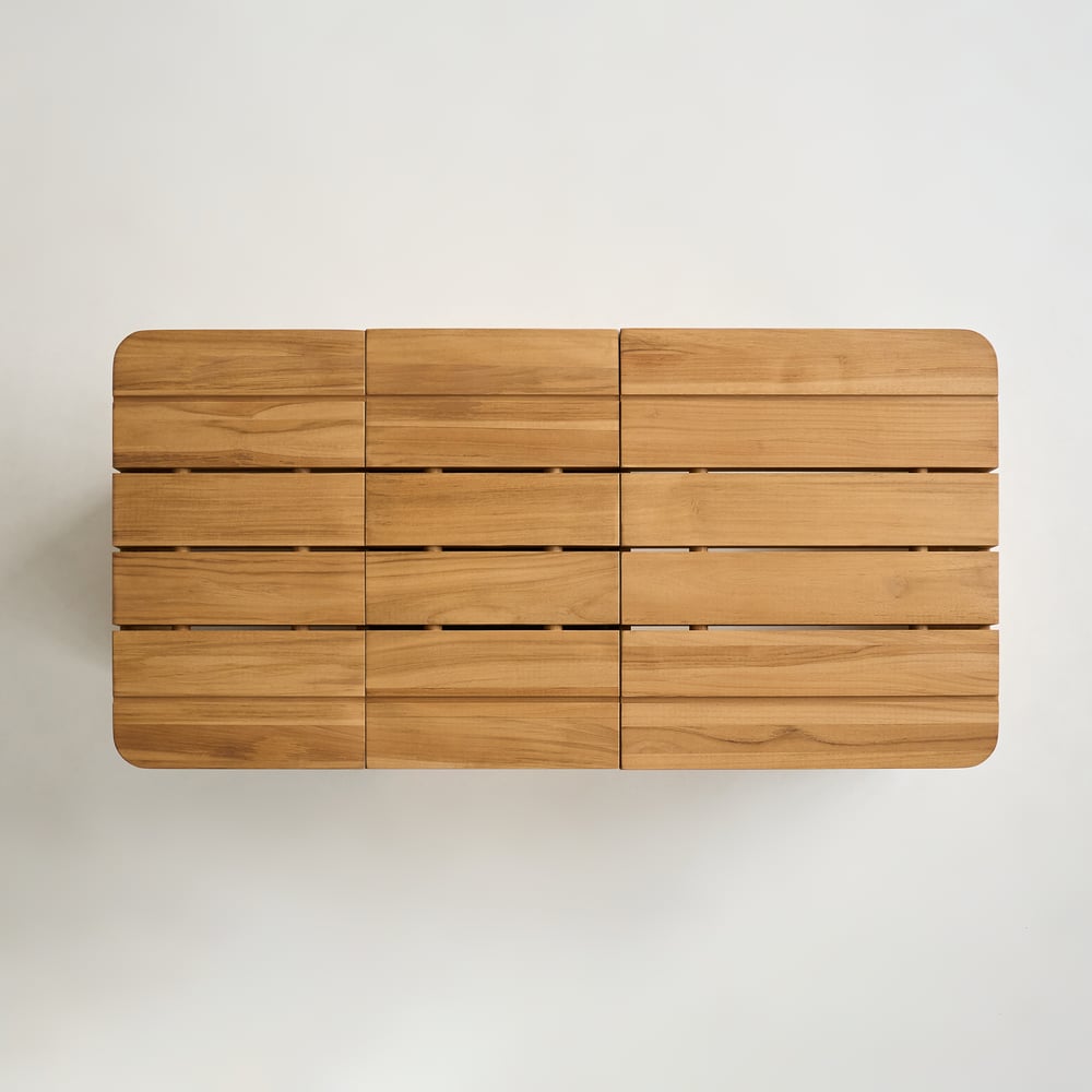 7dílná venkovní modulární souprava sedací pohovky z přírodního teaku obrázek okna