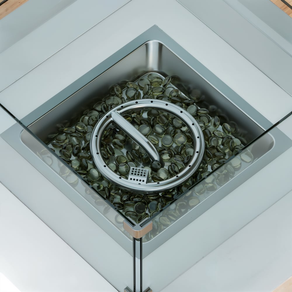 Foyer extérieur carré au propane sans fumée (largeur 750 mm) image de fenêtre