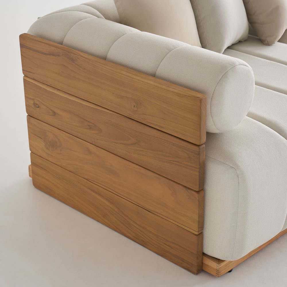 7dílná venkovní modulární souprava sedací pohovky z přírodního teaku obrázek okna