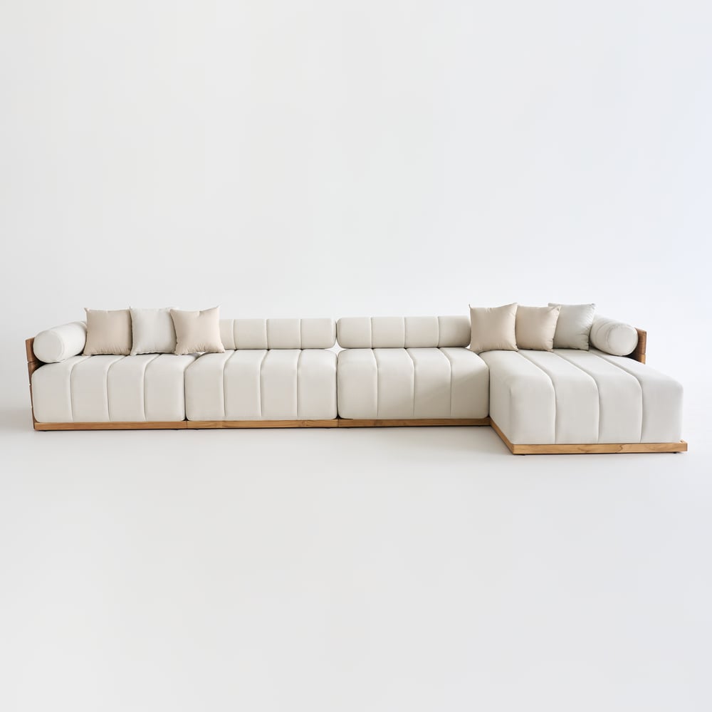 4dílná modulární teaková venkovní sedací souprava obrázek okna