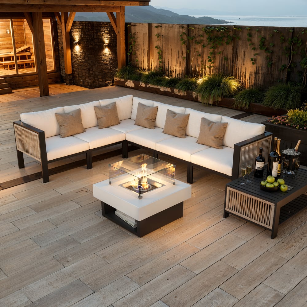 Foyer extérieur carré au propane sans fumée (largeur 750 mm) image de fenêtre