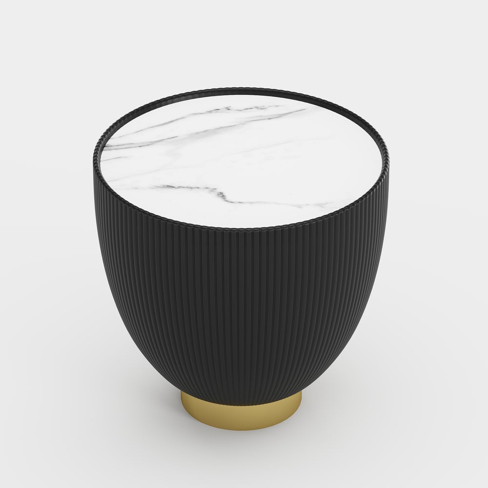 460mm Round Sintered Stone Leather Drum Coffee Table window image