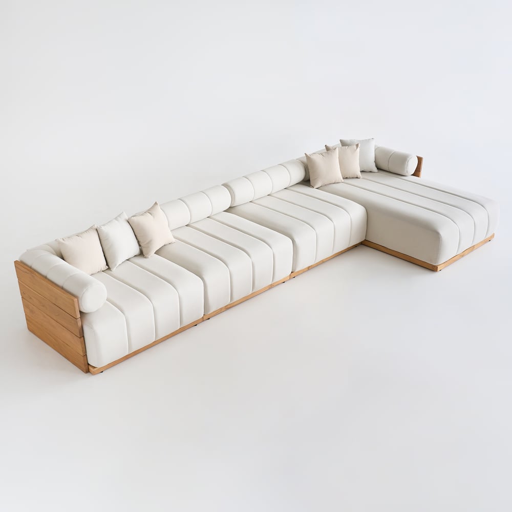 4dílná modulární teaková venkovní sedací souprava obrázek okna