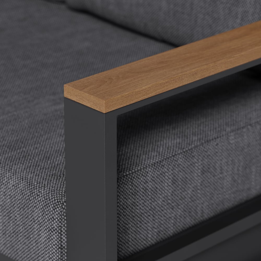 Axis 6-persoons buitenbankset met frame van hout en aluminium, grijs (4-delig) Vensterafbeelding