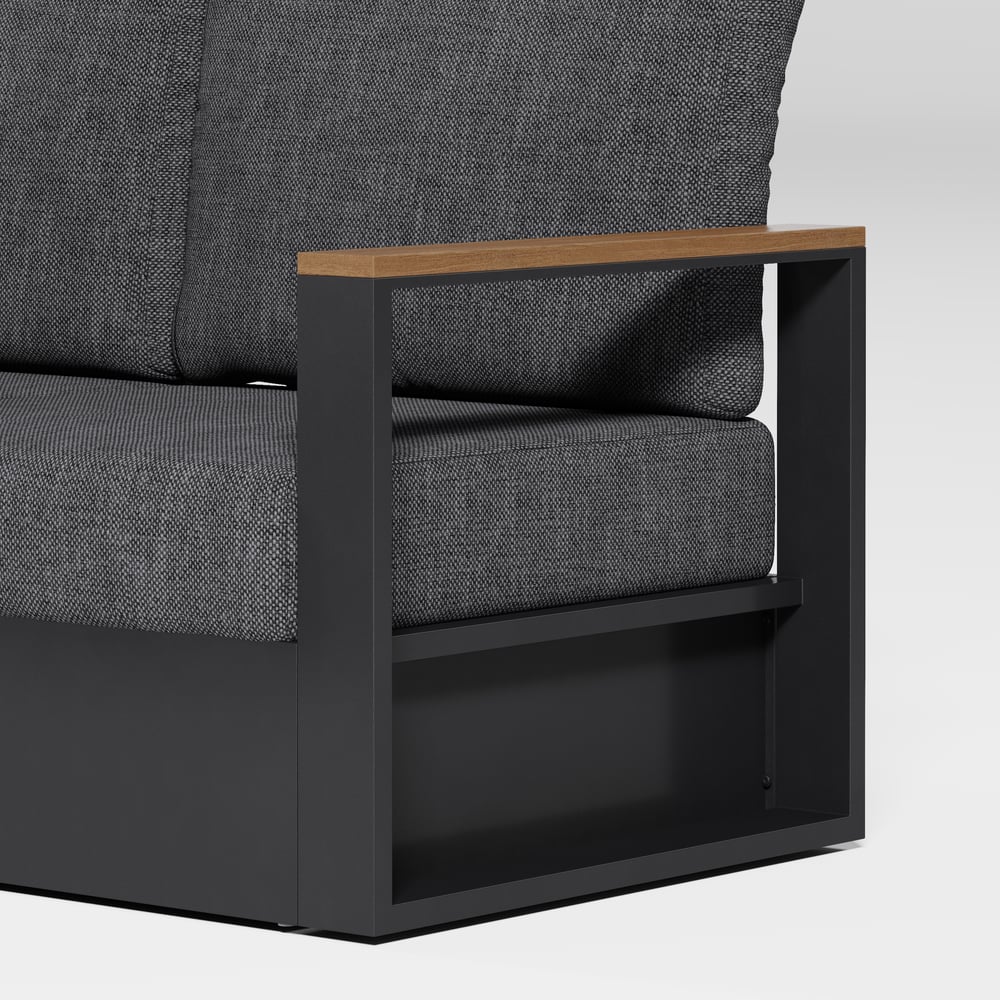 Axis 6-persoons buitenbankset met frame van hout en aluminium, grijs (4-delig) Vensterafbeelding