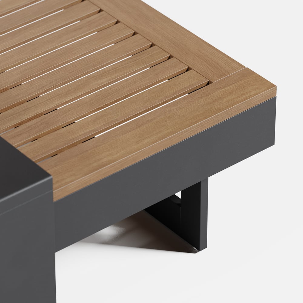 Axis 6-persoons buitenbankset met frame van hout en aluminium, grijs (4-delig) Vensterafbeelding