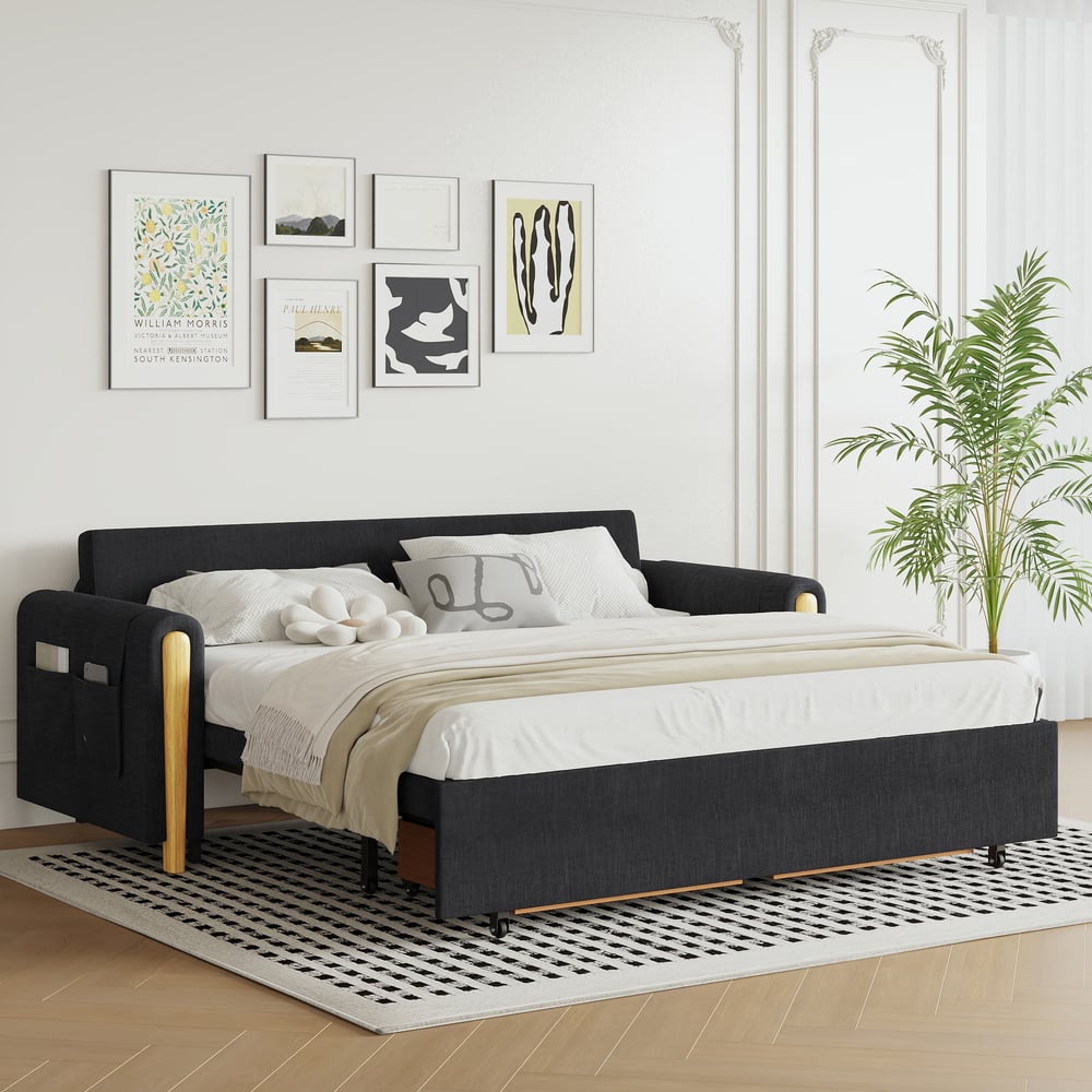 černá manželská rozkládací pohovka obrázek okna