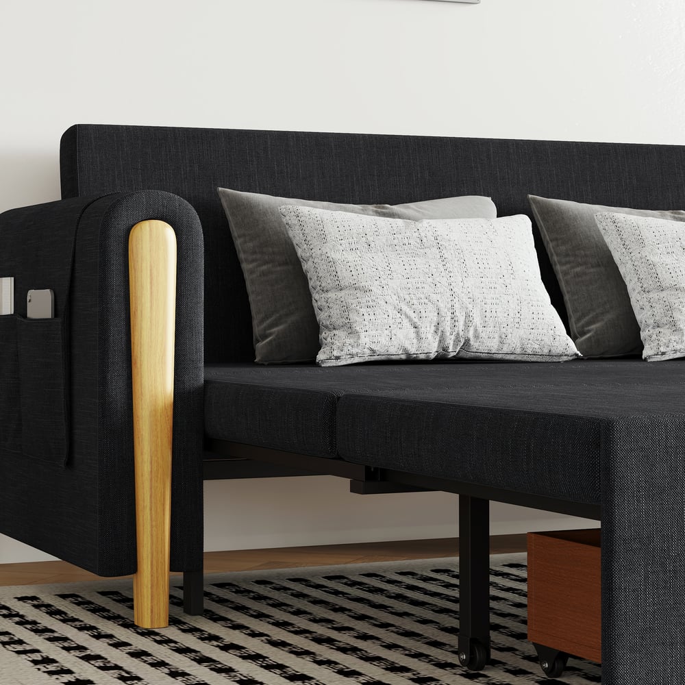 černá manželská rozkládací pohovka obrázek okna