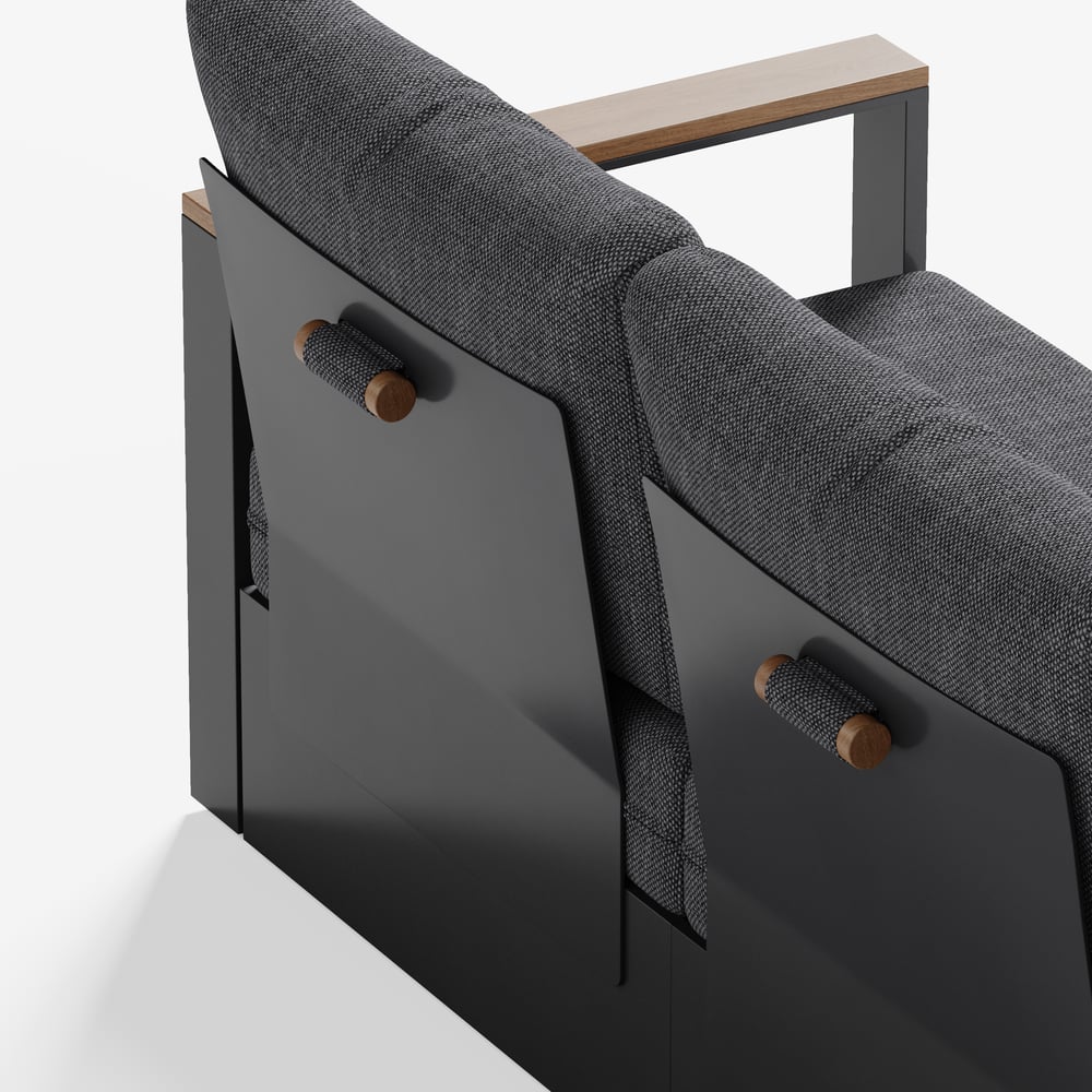 Axis 6-persoons buitenbankset met frame van hout en aluminium, grijs (4-delig) Vensterafbeelding