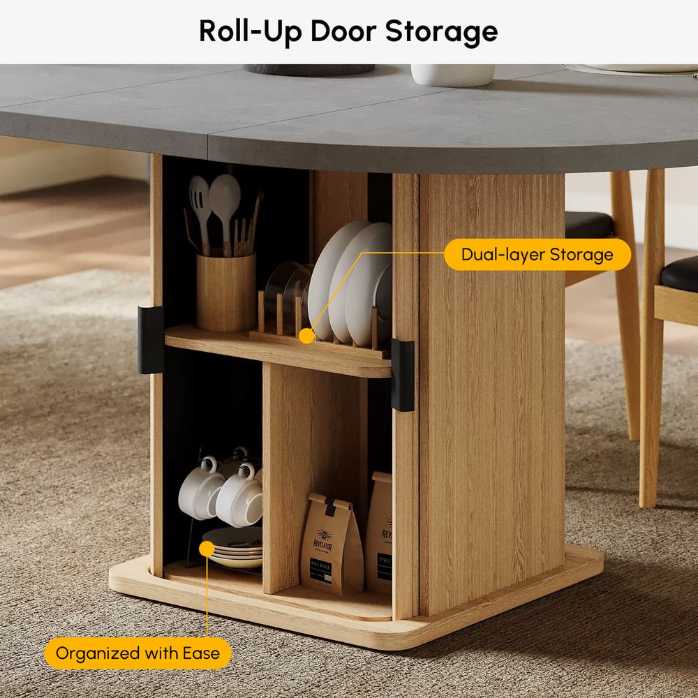 47"-63" Gray Extendable Dining Table Set with 4 Chairs window image