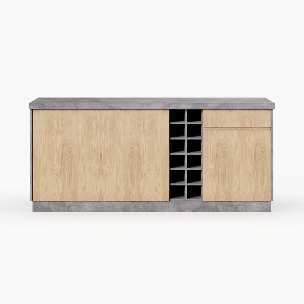 Japandi 72" Gray Kitchen Island with Storage & LED Lighting window image