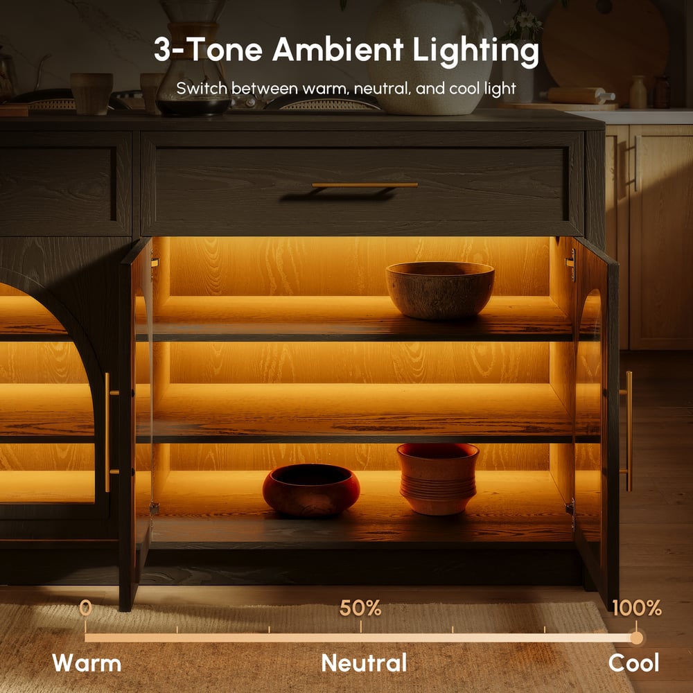 Arune 1800 mm zwarte keukeneilanden in moderne stijl met glazen deuren en laden Vensterafbeelding