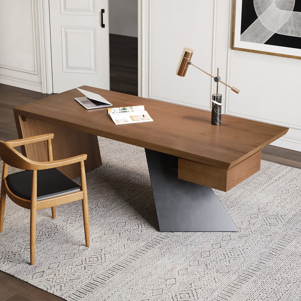 Questions and Answers for Modern pine wood straight desk with drawer, 160 cm executive desk