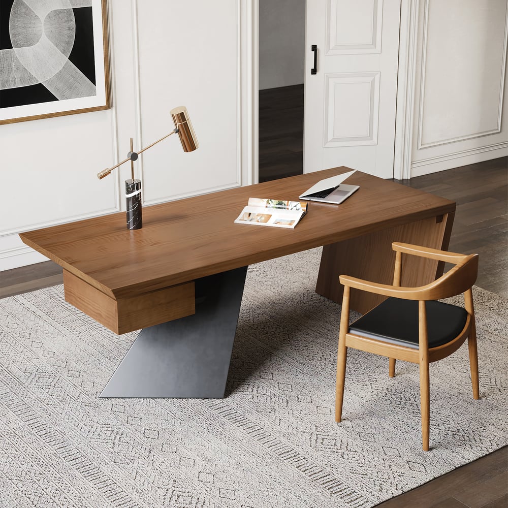 Questions and Answers for Modern pine wood straight desk with drawer, 160 cm executive desk