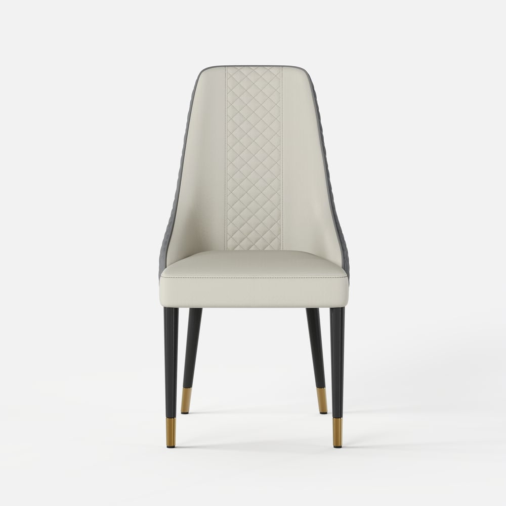 Cadeiras de jantar em couro sintético Diamic Grey com estofamento, 2 peças Imagem da janela