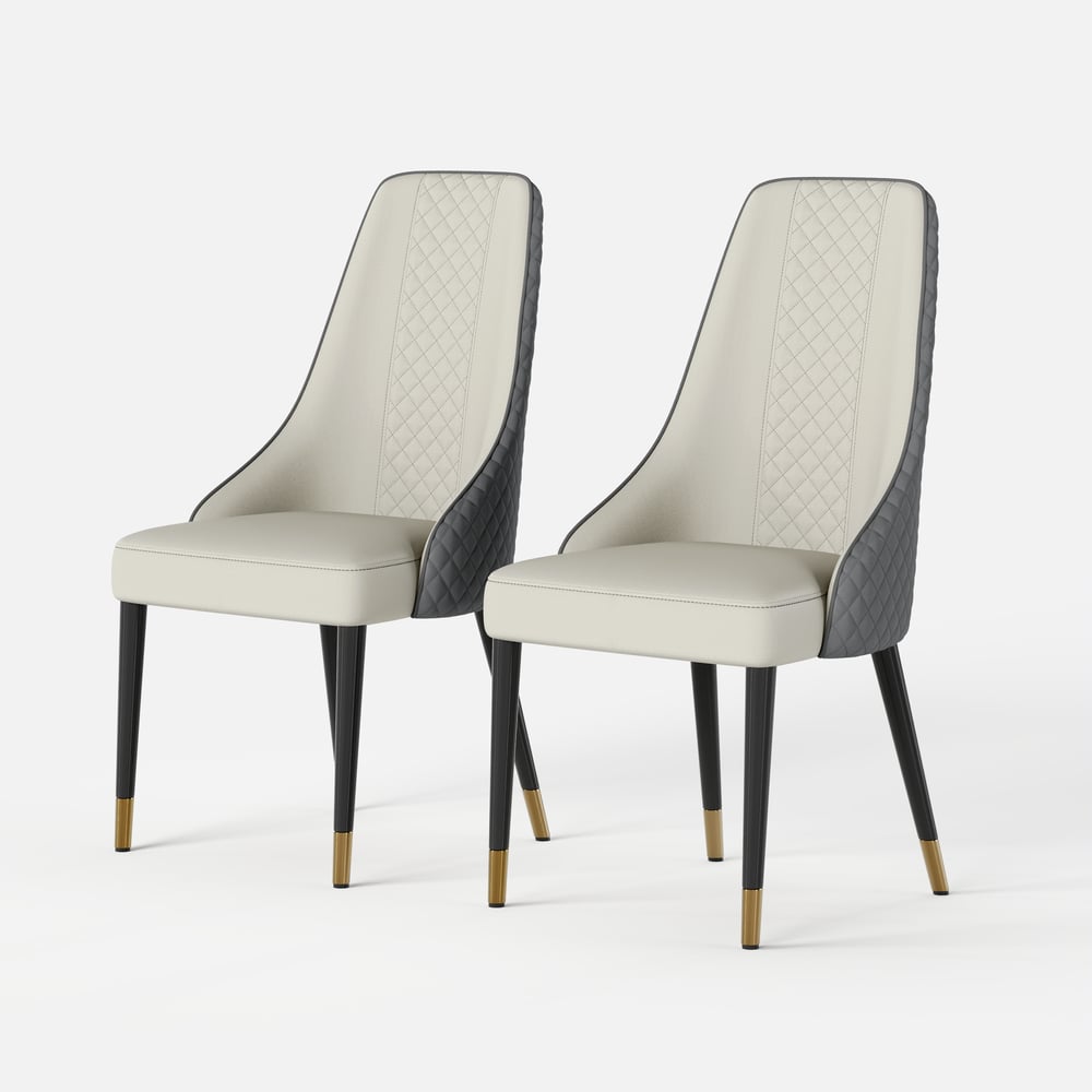 Cadeiras de jantar em couro sintético Diamic Grey com estofamento, 2 peças Imagem da janela