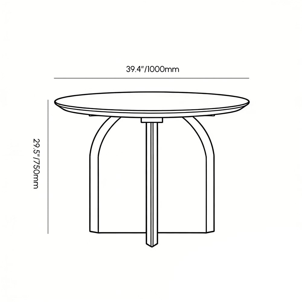 1000mm Modern Round Dining Table for 4 Grey Solid Wood Tabletop Pedestal Base weights dimensions image
