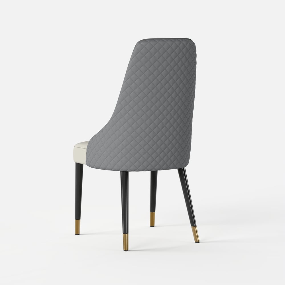 Cadeiras de jantar em couro sintético Diamic Grey com estofamento, 2 peças Imagem da janela