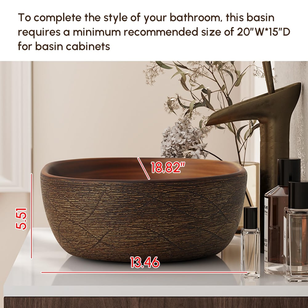 Lavabo de salle de bain ovale en céramique 480 mm — Évier vasque émaillé mat image de fenêtre