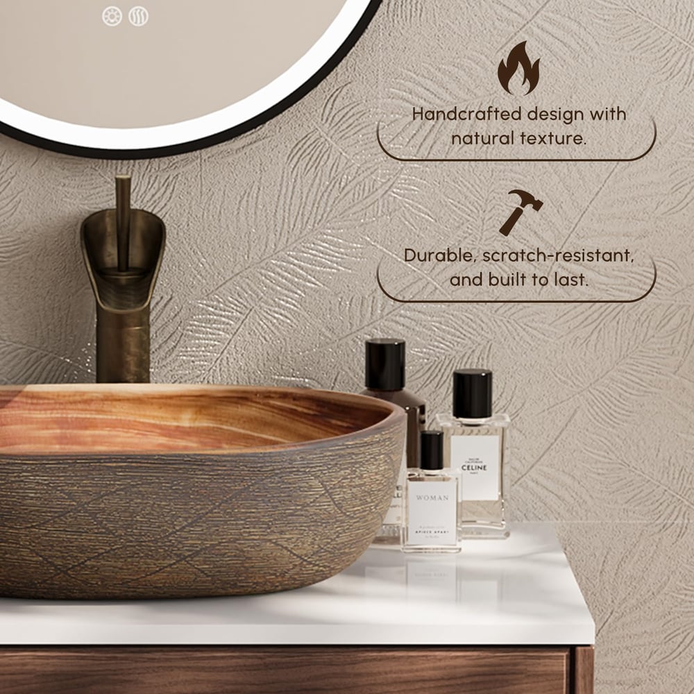 Lavabo de salle de bain ovale en céramique 480 mm — Évier vasque émaillé mat image de fenêtre