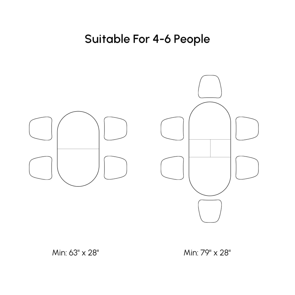 Japandi 63"-79" Oval Extendable Matte Trave Dining Table Butterfly Leaf 4-6 Seater weights dimensions image
