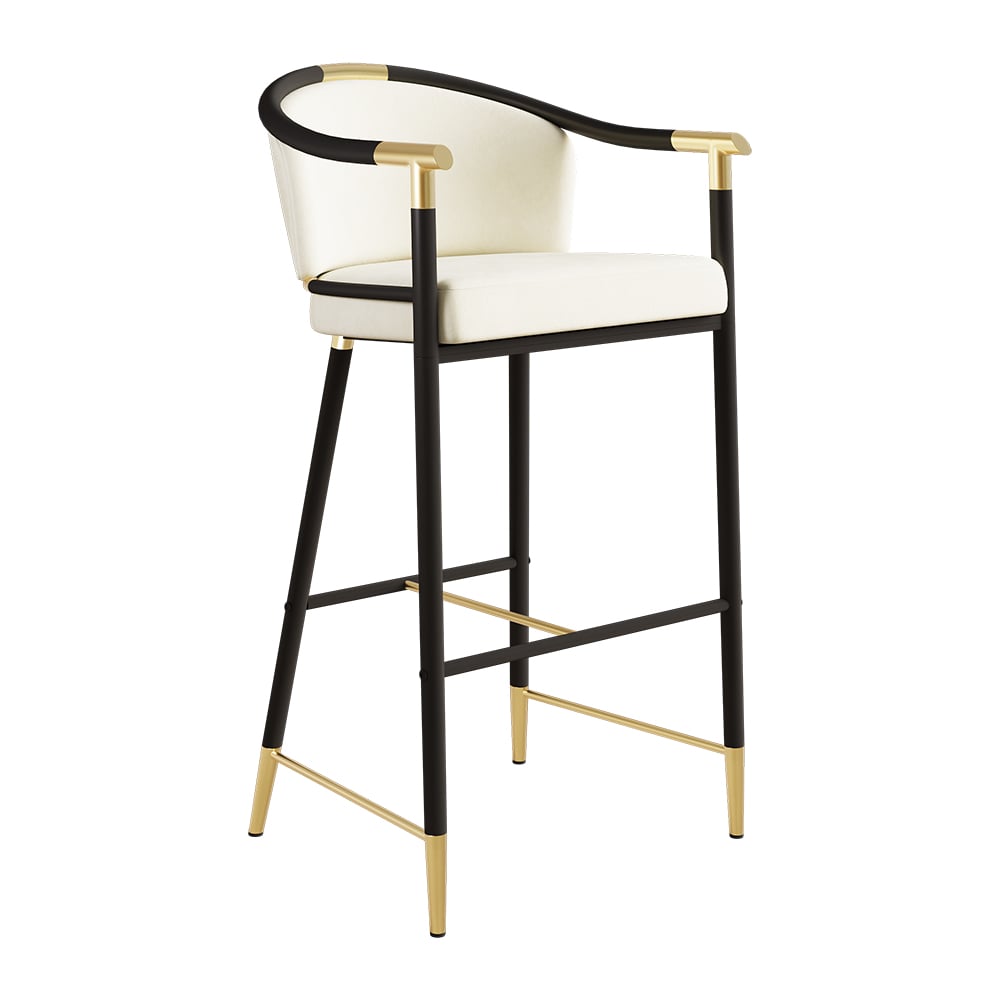 Cranis Series Modern Velvet Bar Stools with Upholstery Beige 8-Pieces window image