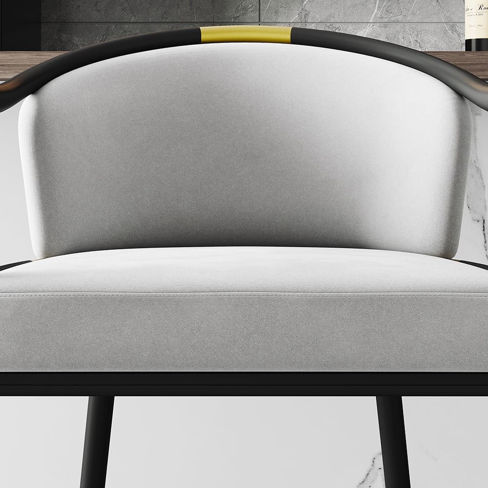 Cadeiras de Bar Modernas da Série Cranis com Estofamento de Veludo Cinza, 4 Peças Imagem da janela