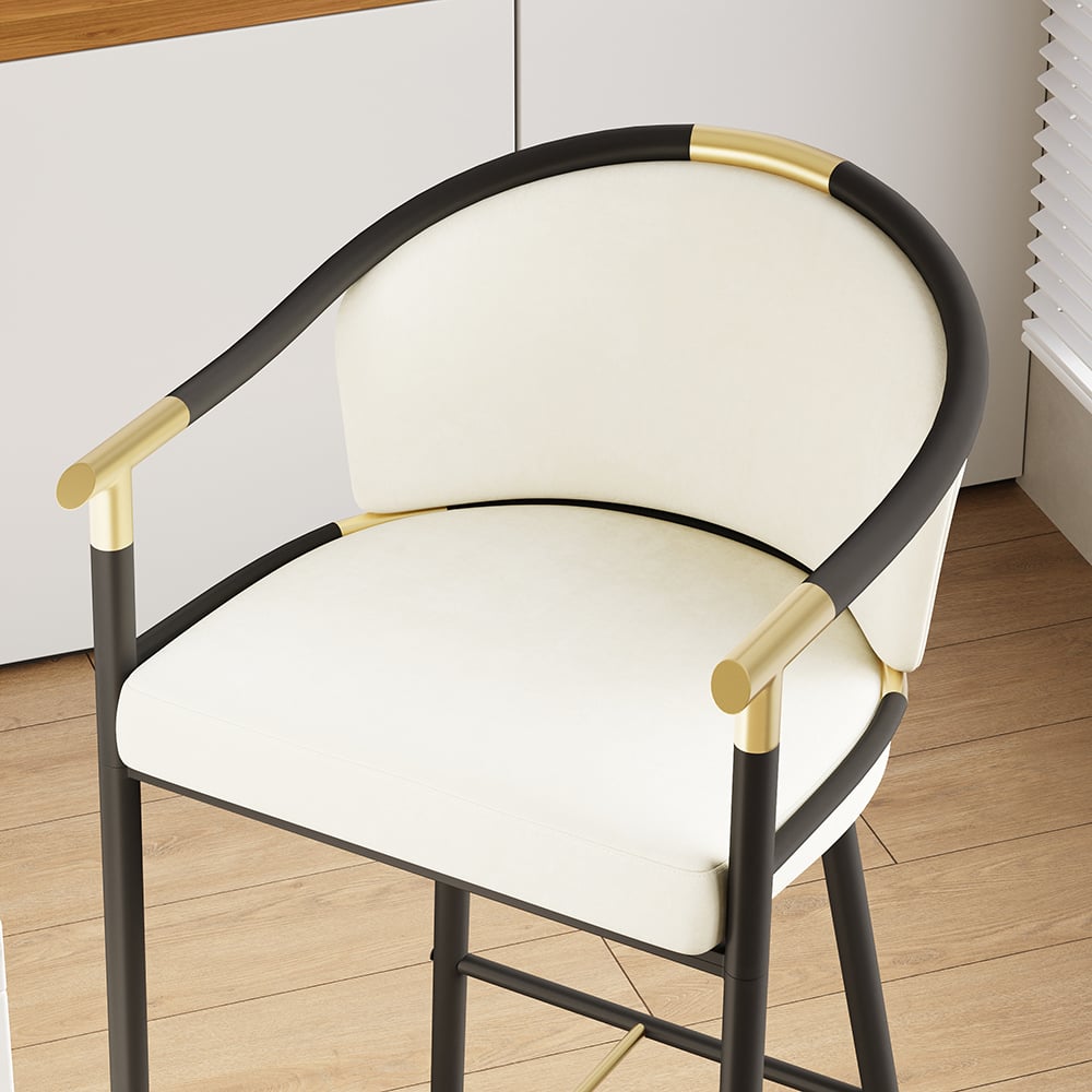 Cranis Series Modern Velvet Bar Stools with Upholstery Beige 8-Pieces window image