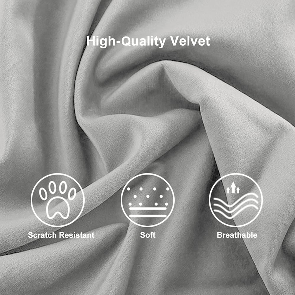 Cadeiras de Bar Modernas da Série Cranis com Estofamento de Veludo Cinza, 4 Peças Imagem da janela