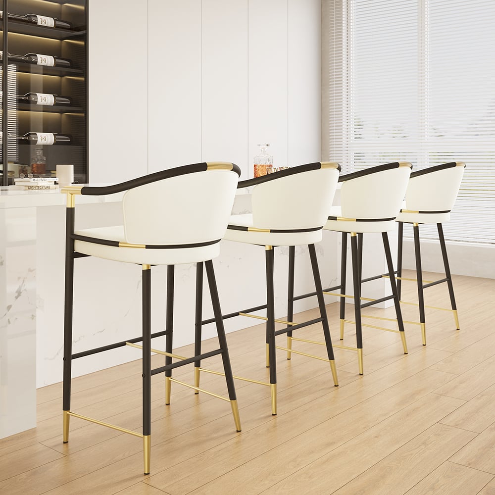 Cranis Series Modern Velvet Bar Stools with Upholstery Beige 8-Pieces window image
