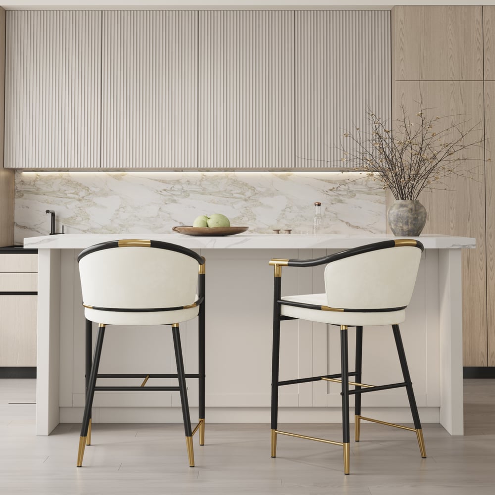 Customer Reviews for Cranis Series Modern Velvet Counter Stools with Upholstery Beige