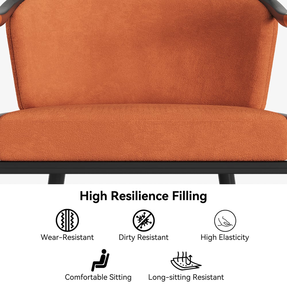 Cranis Series Modern Velvet Bar Stools with Upholstery Orange 2-Pieces window image